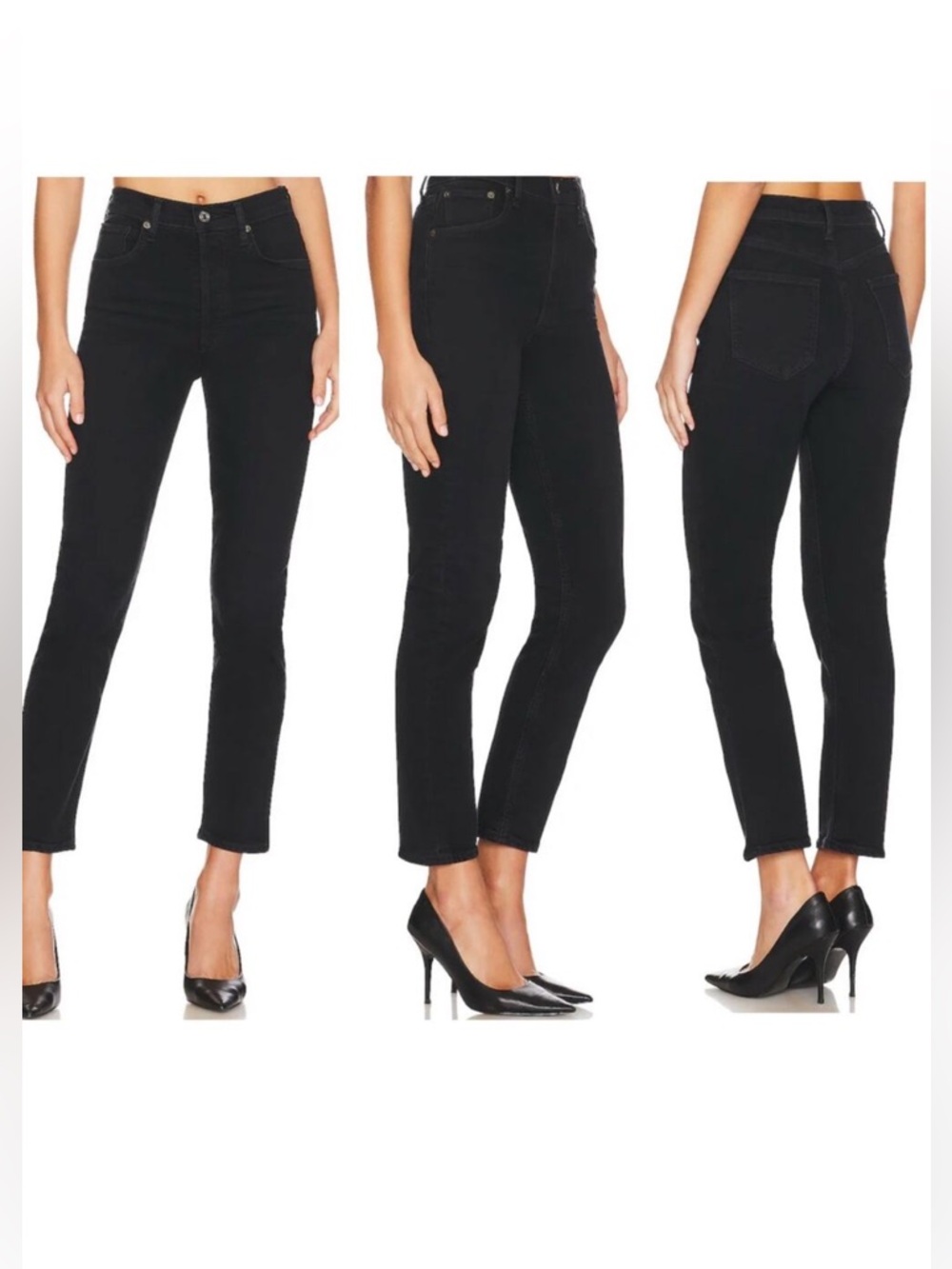 Agolde Riley Long Button Fly Jeans Women’s 28 Black Straight Leg High Rise